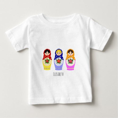 Russian matryoshka dolls name baby shirt