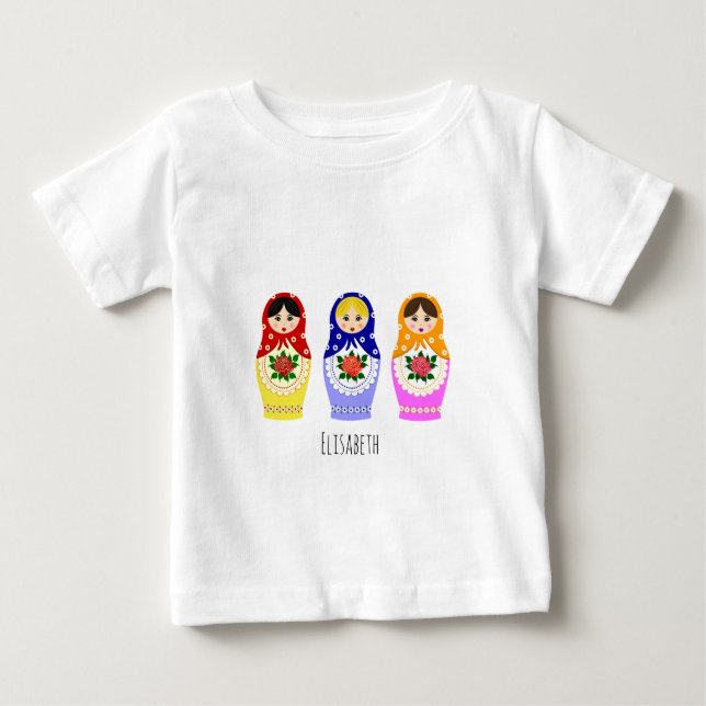 Russian matryoshka dolls name baby shirt (Front)