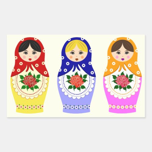 Russian matryoshka dolls rectangular sticker