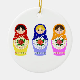 Russian matryoshka nesting dolls ceramic ornament