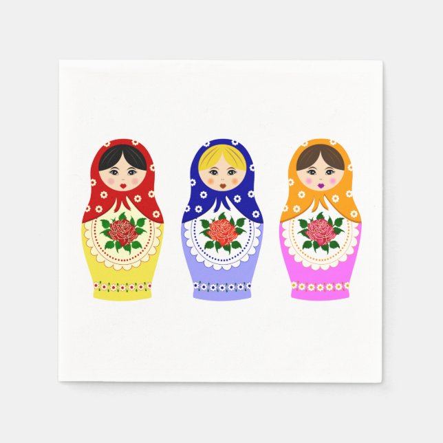 Russian matryoshka nesting dolls napkins (Front)