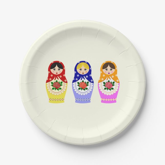 Russian matryoshka nesting dolls paper plates (Front)