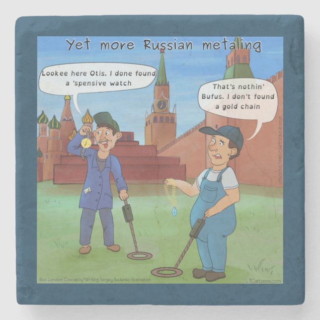 Russian Metal-Ing Funny Stone Coaster (Front)