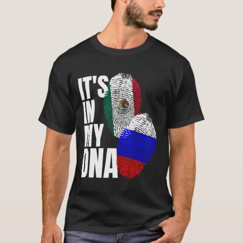 Russian Mexican DNA Heritage Flag Nationality Gift T_Shirt