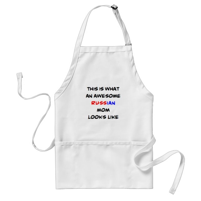 russian mom, awesome adult apron (Front)