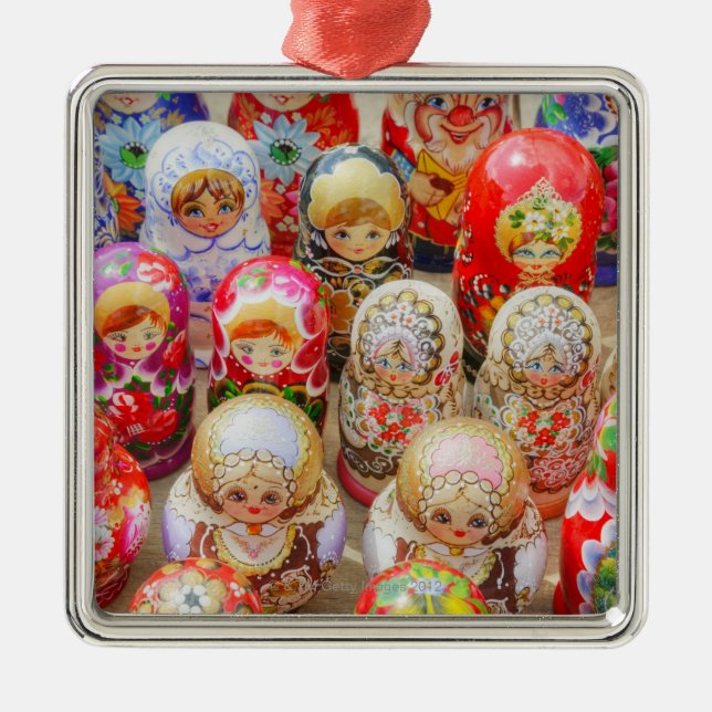 Russian Nested Dolls Metal Ornament (Front)