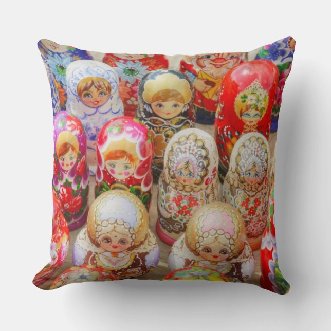 Russian Nested Dolls Throw Pillow (Front)