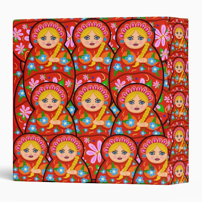 Russian Nesting Doll - Matryoshka 3 Ring Binder (Back/Spine)