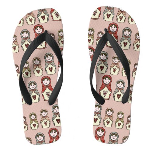 Russian Nesting Doll Matryoshka Beach Footwear Flip Flops