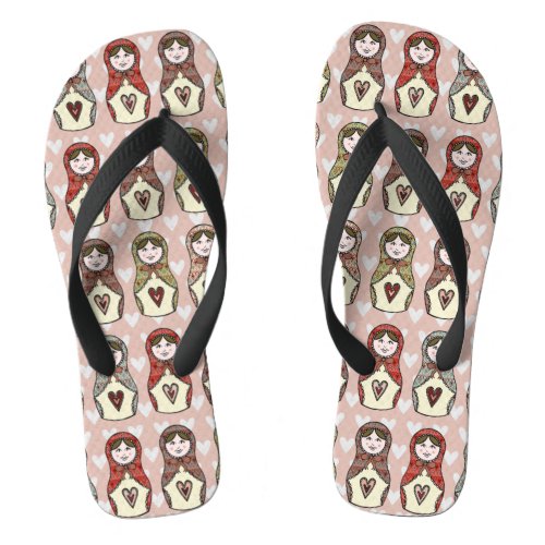 Russian Nesting Doll Matryoshka Beach Footwear Flip Flops