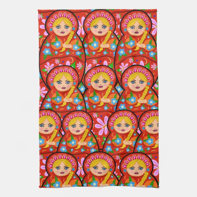 Russian Nesting Doll - Matryoshka Kitchen Towel (Vertical)