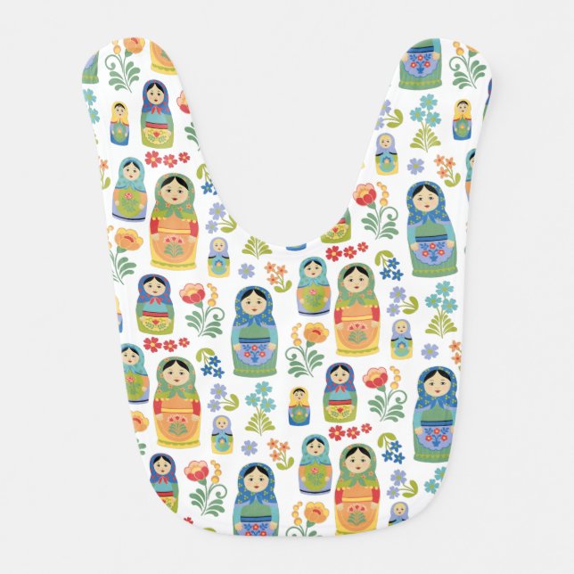 Russian Nesting Dolls Baby Bib (Front)