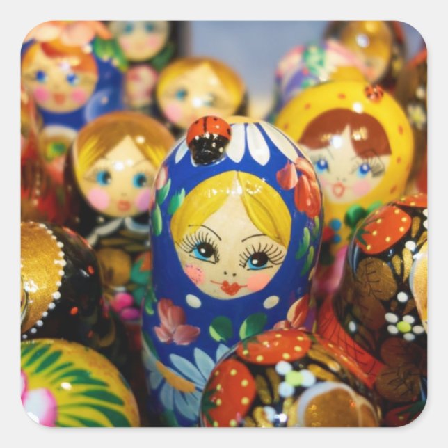 Russian Nesting Dolls Square Sticker (Front)