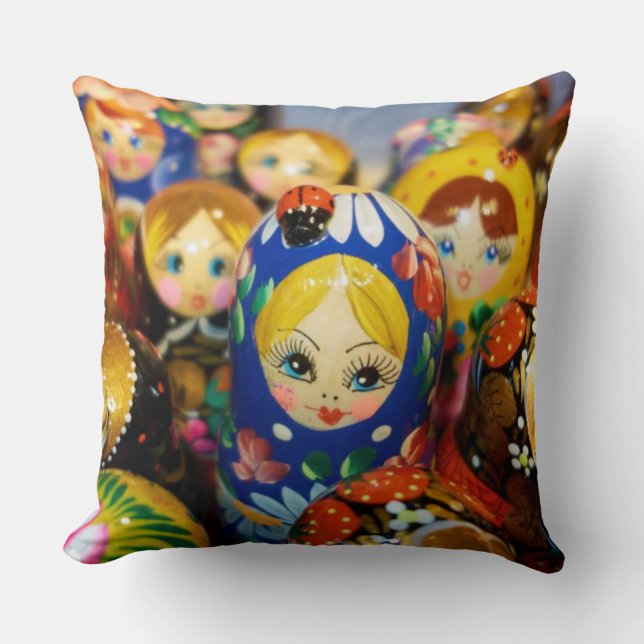 Russian Nesting Dolls Throw Pillow (Front)