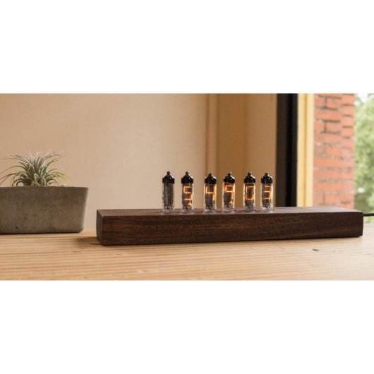 Russian Numitron Nixie Tube Clock - Solid Walnut (Front)