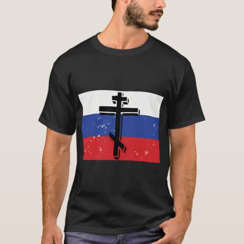 Russian Orthodox Christian Flag Cross T_Shirt
