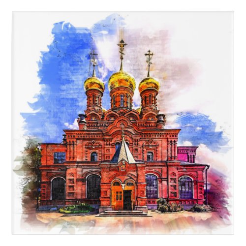 Russian orthodox church Sketch style illustration Acrylic Print