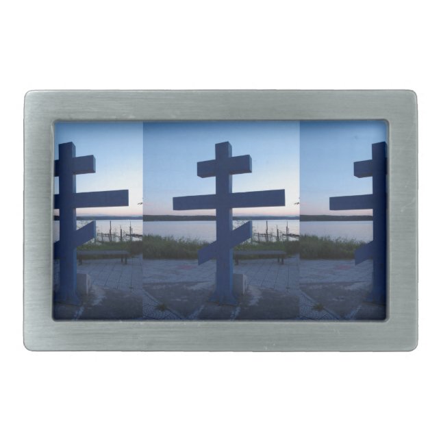 Russian Orthodox Cross Rectangular Belt Buckle (Front)
