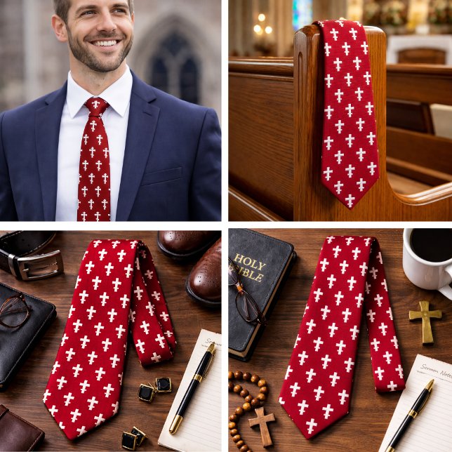 Russian Orthodox Cross Red Christian  Neck Tie (Russian Orthodox Cross Red Christian Neck Tie)