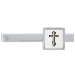 Russian orthodox cross silver finish tie bar