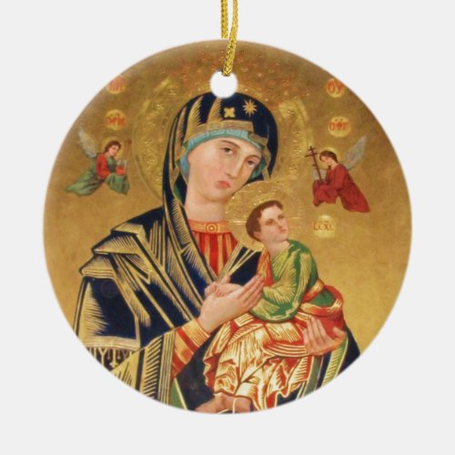 Russian Orthodox Icon _ Virgin Mary and baby Jesus Ceramic Ornament