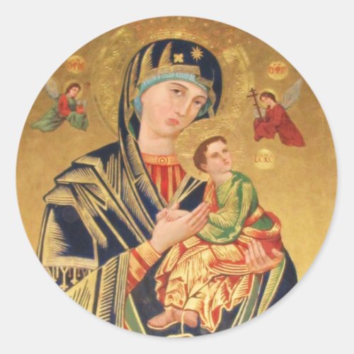 Russian Orthodox Icon _ Virgin Mary and baby Jesus Classic Round Sticker