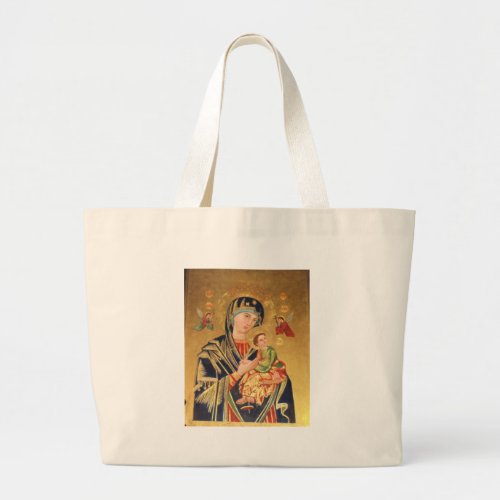 Russian Orthodox Icon _ Virgin Mary and baby Jesus Large Tote Bag
