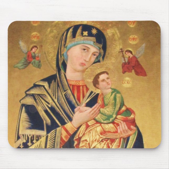 Russian Orthodox Icon - Virgin Mary and baby Jesus Mouse Pad (Front)