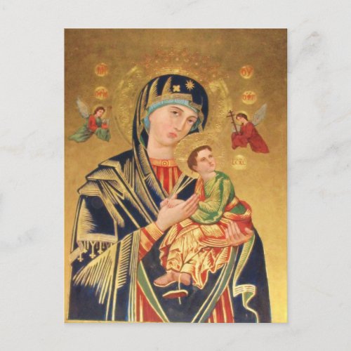 Russian Orthodox Icon _ Virgin Mary and baby Jesus Postcard