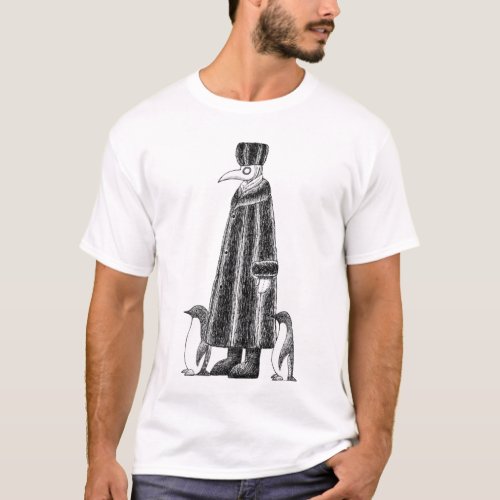 Russian plague Doctor with penguins Winter Graphic T_Shirt