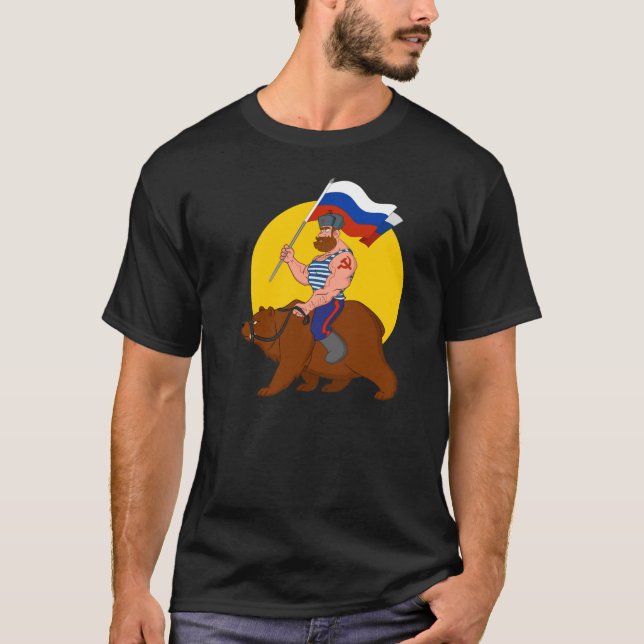 Russian riding a bear. T-Shirt (Front)