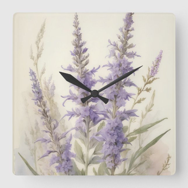 Russian Sage Square Wall Clock (Front)