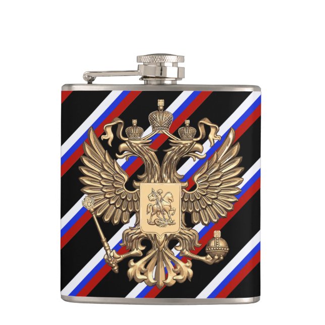 Russian stripes flag hip flask (Front)