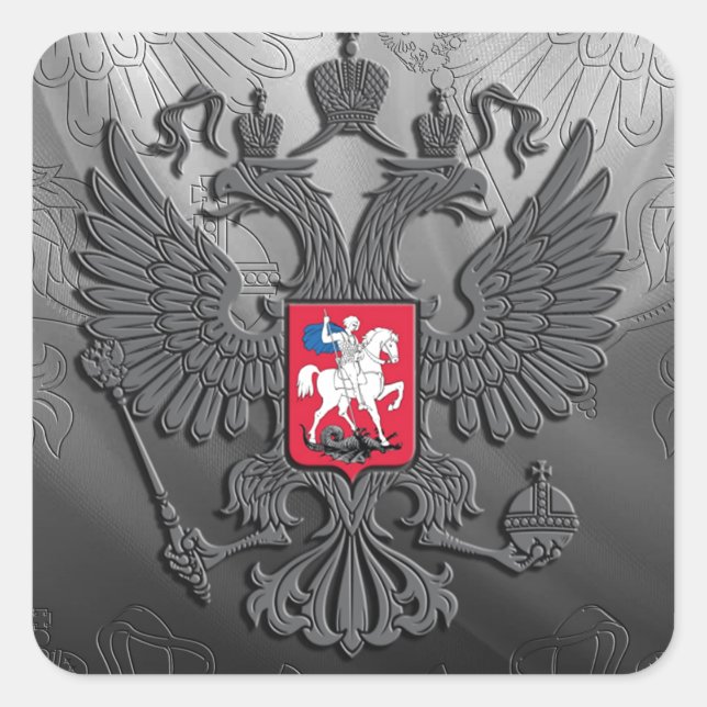 Russian symbol flag grey square sticker (Front)