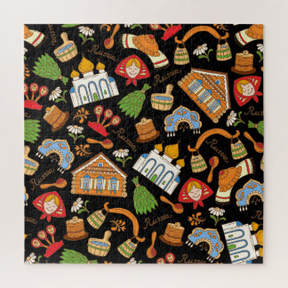 Russian Symbols: Colored Vintage Pattern. Jigsaw Puzzle