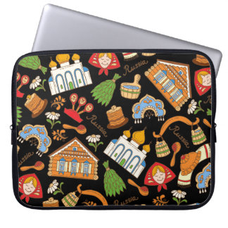 Russian Symbols: Colored Vintage Pattern. Laptop Sleeve