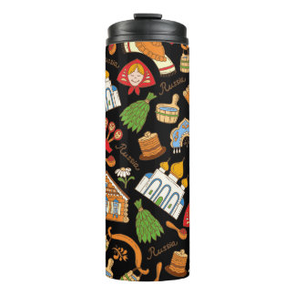 Russian Symbols: Colored Vintage Pattern. Thermal Tumbler