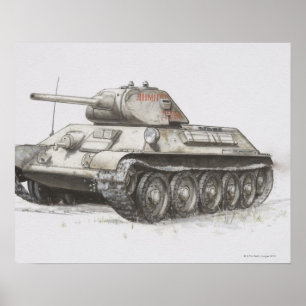 Russian T-34 army tank, side view. Poster