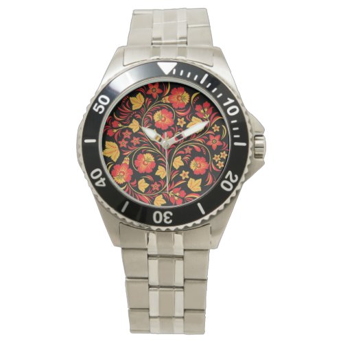 Russian Traditional Folk Art Khokhloma Watch