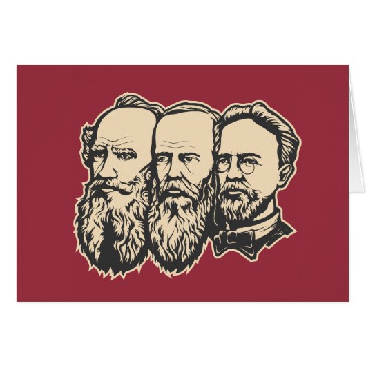 Russian Troika: Tolstoy, Dostoevsky, Chekhov Cards (Front Horizontal)