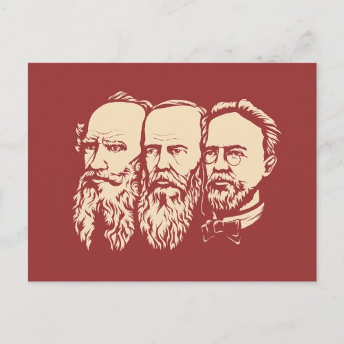 Russian Troika Tolstoy Dostoevsky Chekhov Postcard