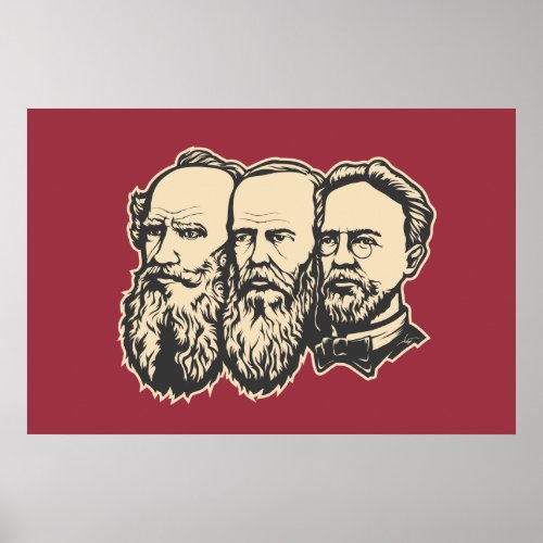 Russian Troika Tolstoy Dostoevsky Chekhov Poster