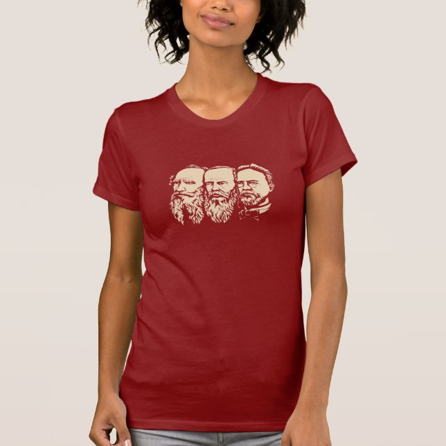 Russian Troika: Tolstoy, Dostoevsky, Chekhov T-Shirt (Front)