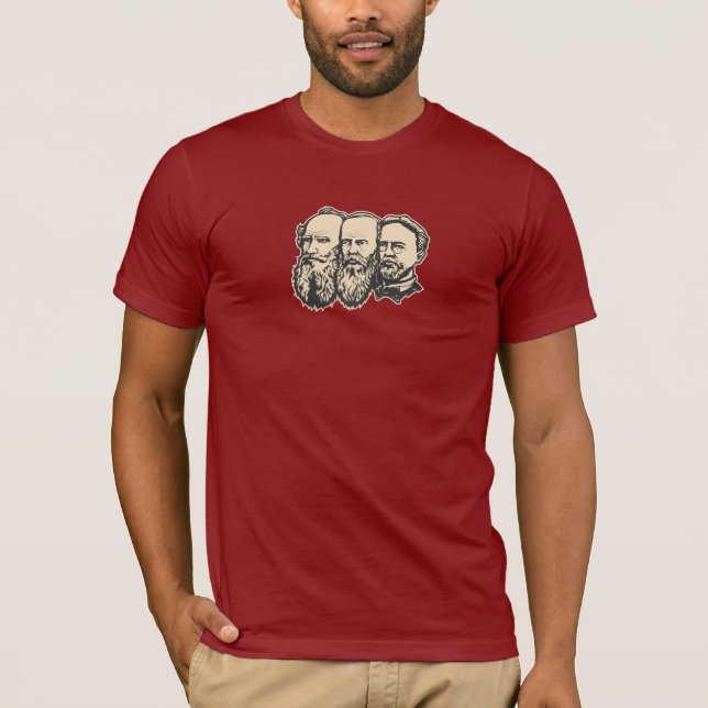 Russian Troika: Tolstoy, Dostoevsky, Chekhov T-Shirt (Front)