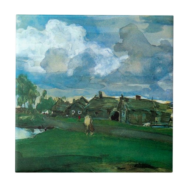 Russian Village Valentin Serov Ceramic Tile (Front)