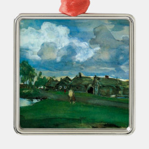 Russian Village Valentin Serov Metal Ornament