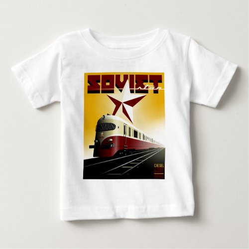 Russian Vintage Communist Railway Poster Baby T_Shirt