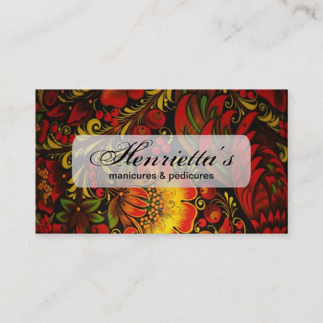 Russian Vintage Fine Floral Pattern Business Card (Front)