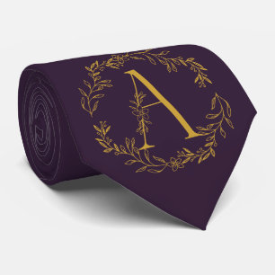 Russian Violet Monogrammed Groomsmen Neck Tie