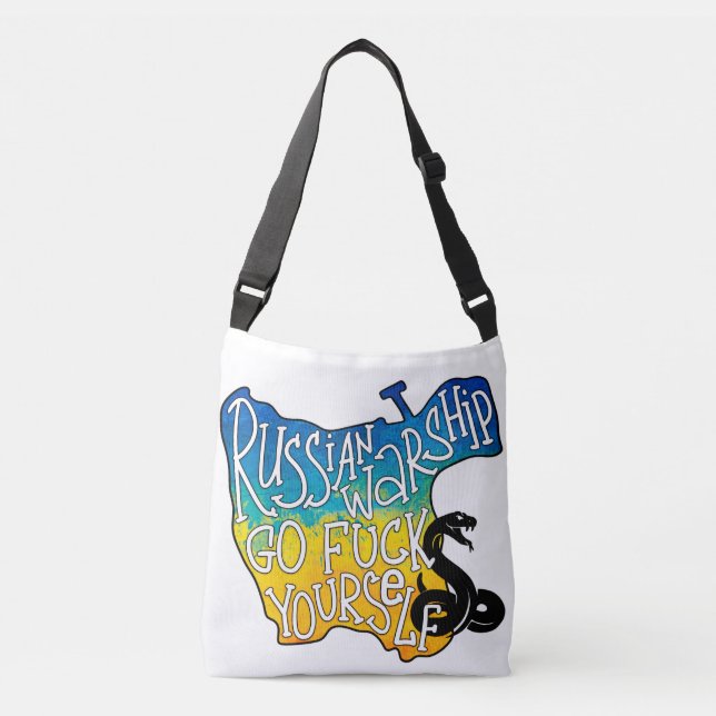 Russian War Ship in Ukraine Crossbody Bag (Front)